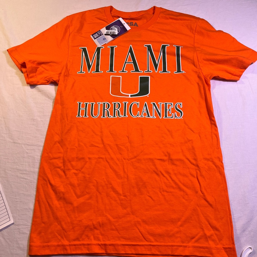CSA University of Miami Hurricanes T-Shirt S Orange NEW Graphic Tee